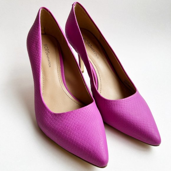 BCBGeneration Faux Snakeskin Pumps in Fuschia - Picture 1 of 7